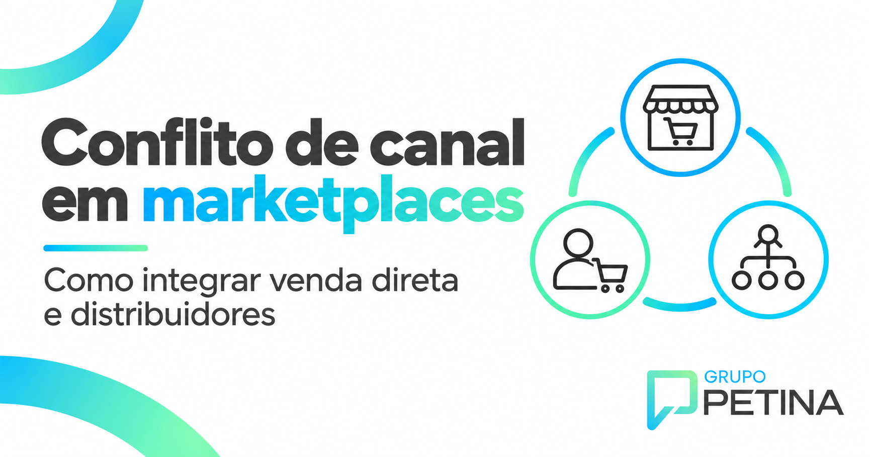 Ilustração sobre conflito de canal em marketplaces, venda direta e distribuidores